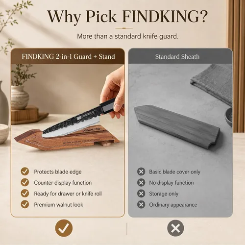 Vista 5 de FINDKING Protector de borde magnético con soporte, cubierta de hoja de madera de nogal y mini bloque de cuchillos para almacenamiento de encimera