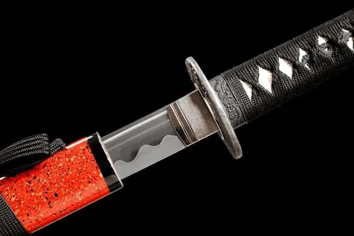 Vista 3 de Katana hecha a mano, espada samurái japonesa 1095 de arcilla de acero templado, hoja de afeitar de espiga completa, afilada, regalos para él, espada