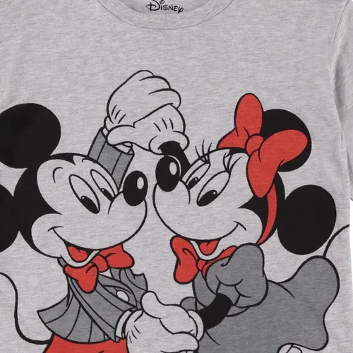 Vista 5 de Disney Camisa de moda de Mickey Mouse para mujer, cuello redondo recortado con estampado de manga