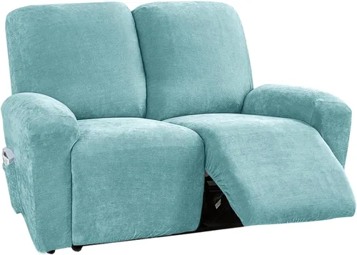 Vista 24 de vctops 4 fundas elásticas de felpilla de lujo para sillas reclinables, protector suave de muebles con parte inferior elástica para niños, gatos, Azul
