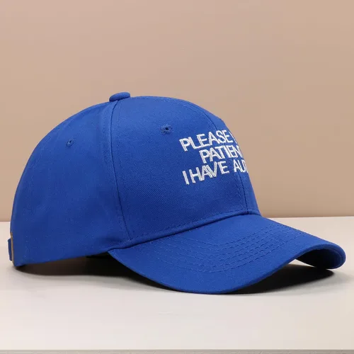 Vista 6 de Gorra de béisbol unisex de algodón con texto en inglés "Please Be Patient I Have Autismo", ajustable para papá