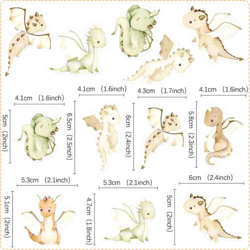 Vista 2 de 40 piezas de suministros de fiesta de dinosaurios para decoración de pasteles, decoración comestible de dinosaurio, decoración de papel de oblea