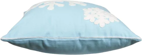 Vista 3 de 2 fundas de almohada bordadas de 18 x 18 pulgadas, diseño de copos de nieve caídos, de lino y algodón, para el hogar, sofá, cama, automóvil, Azul