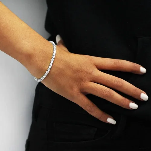 Vista 7 de Gemsme Pulsera de tenis de 560.276 in para mujeres y hombres, chapada en oro blanco de 18 quilates, 560.276 in, circonita cúbica redonda, pulsera