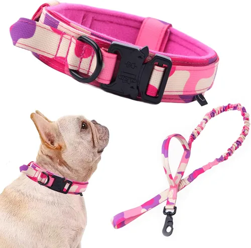 Vista 48 de Collar táctico para perro, ajustable, militar, de nailon, con asa de control y hebilla de metal resistente para perros medianos y grandes (negro, S)