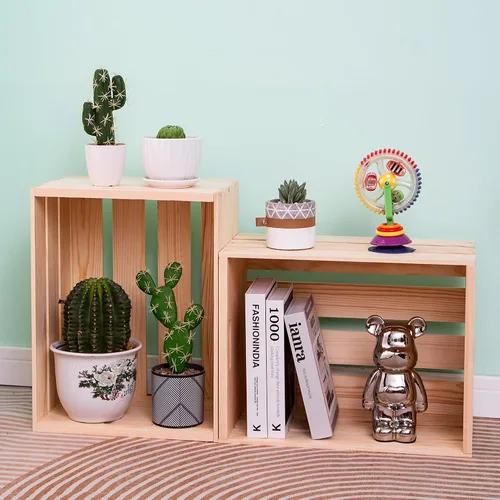 Vista 4 de Cajas de almacenamiento extra grandes de madera de pino, cajas de almacenamiento para discos de vinilo, las cajas de almacenamiento están hechas