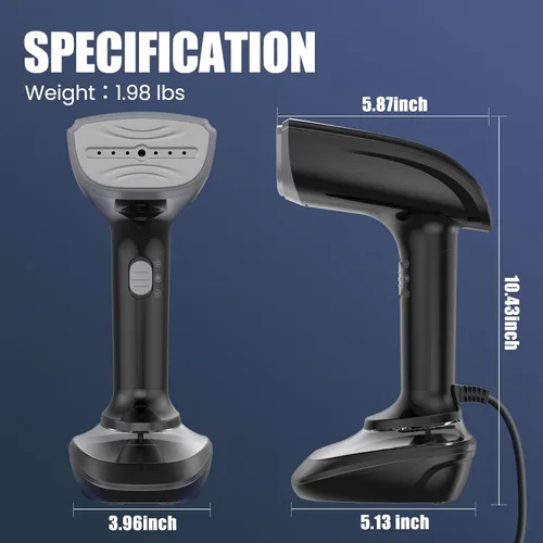 Vista 8 de Vaporizador de tela portátil potente - 1800W con placa de calentamiento rápido de cerámica, planchado y removedor de arrugas 2 en 1, boquilla