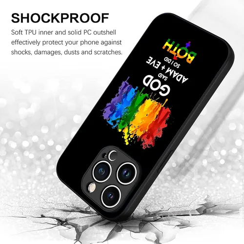 Vista 5 de Funda para teléfono con texto en inglés "I Did Both, God Rainbow LGBT Human Pride Compatible con iPhone 16 15 14 13 12 11 Pro Max Galaxy S25 S24 S23