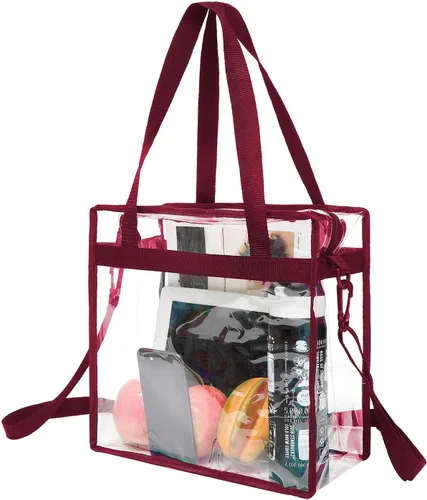 Vista 10 de BAGAIL - Bolsas transparentes 12x6x12 aprobadas para estadios con cierre de cremallera, bolsa de hombro bandolera con correa ajustable
