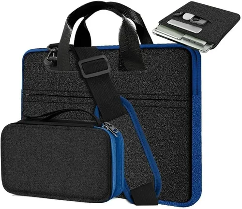 Vista 7 de Maletín para laptop de 15.6 pulgadas con bolsa de cinturón desmontable, compatible con MacBook Pro modelo de 15-16 pulgadas y los portátiles más