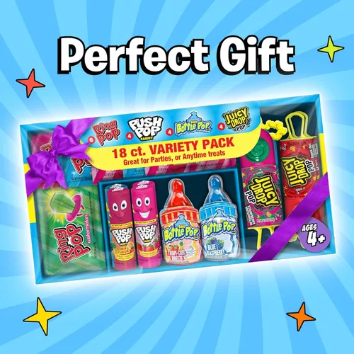 Vista 4 de Bazooka Candy Brands Caja de dulces variada – 18 paletas de dulces de verano de Ring Pop, Push Pop, Baby Bottle Pop & Juicy Drop – Caramelos