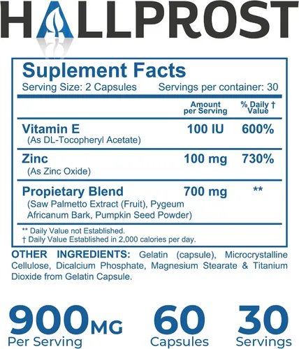 Vista 9 de Hallusa Natural Próstata Inflamada - Prostatitis - Pastillas para la próstata - HALLPROST 60 CAPSULAS