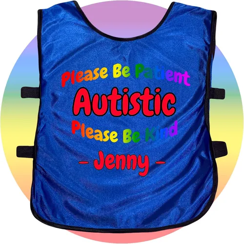 Vista 7 de Chaleco de compasión para autismo - Ropa para personas autistas - Please Be Kind Please Be Patient - Chaleco Spectrum