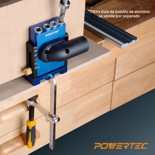 Vista 5 de POWERTEC 71410 Abrazadera de riel guía de tornillo rápido para mesa MFT y sistema de riel guía de sierra de riel, capacidad de 5-3/8" x profundidad