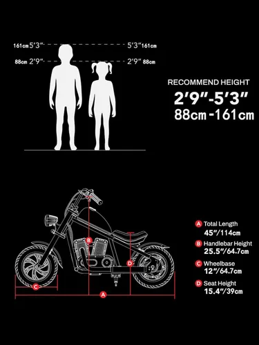 Vista 8 de HYPER GOGO Cruiser 12 Plus - Motocicleta para niños (negro)