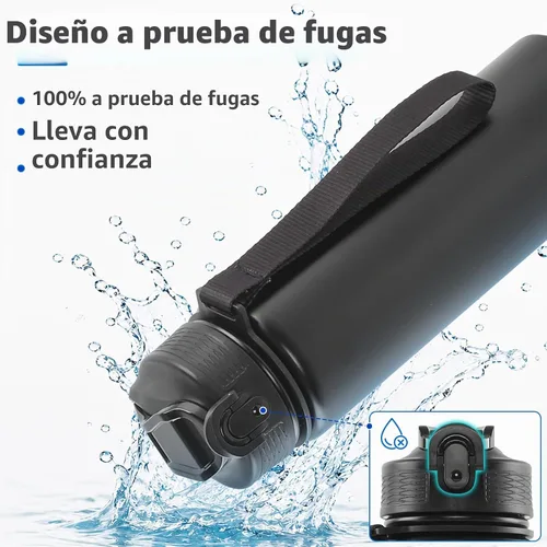 Vista 5 de BYLWORKOUT Botella de agua aislada de 24 onzas con pajilla, 2 tapas, a