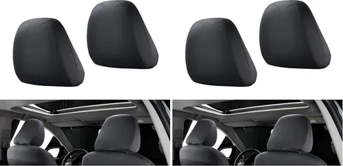 Vista 8 de 2 fundas para reposacabezas de asiento de automóvil, 9" x 10.6" de punto elástico transpirable completamente envolvente, cubierta antipolvo simple