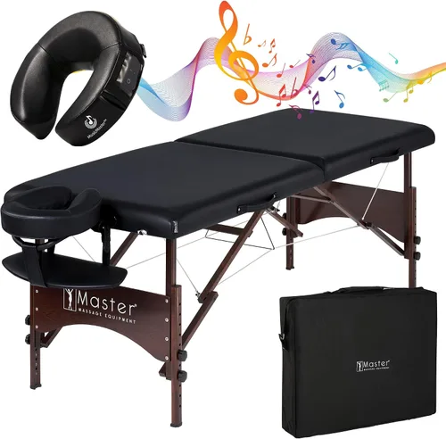 Vista 11 de Master Massage Argo - Mesa portátil de spa y belleza de 28 pulgadas, color negro con patas de nogal