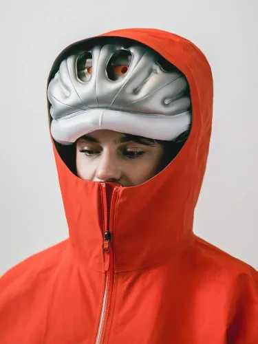 Vista 4 de Casco inflable, plegable y portátil para adultos para ciclistas y scooters