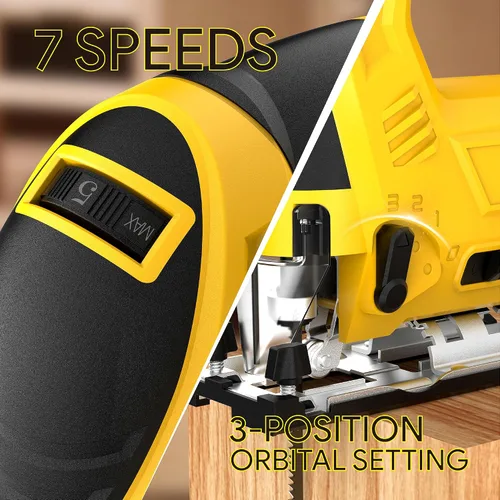 Vista 2 de Sierra de calar inalámbrica compatible con batería Dewalt de 20 V Max (sin batería), sin escobillas, velocidad variable, cortes biselados de 45°, 3