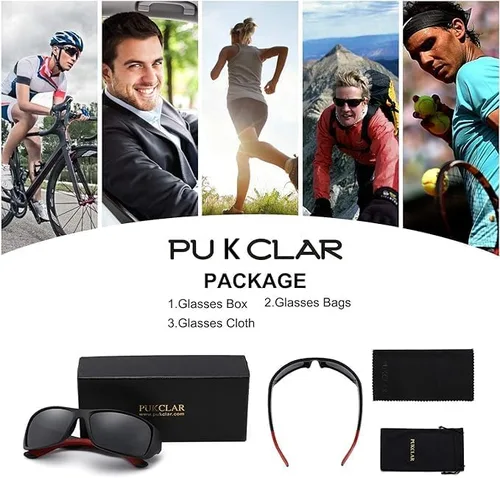 Vista 2 de PUKCLAR Gafas de sol deportivas polarizadas para hombres y mujeres, gafas de sol de conducción, ciclismo, correr, pesca, golf, montura irrompible