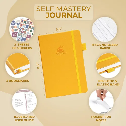 Vista 2 de Diario de autodominio Clever Fox – Diario diario guiado de reflexión y mejora personal con indicaciones – Cuaderno de diario para mujeres y hombres