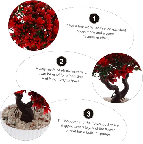 Vista 4 de Yardwe Plantas artificiales, árbol de pino bonsái, planta sintética en maceta, arreglos florales decorativos, decoración de Feng Shui, centros