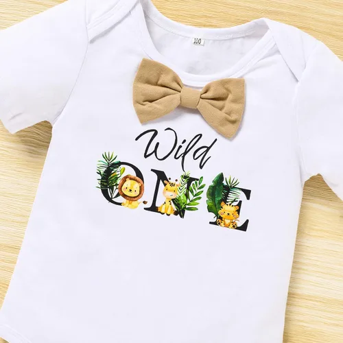 Vista 4 de GRNSHTS Ropa divertida para el primer cumpleaños para bebé, niño, con pajarita, enterizo para pastel