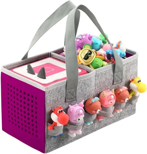 Vista 12 de Estuche de transporte Pisosn para juego de iniciación Toniebox y figuras Tonies, bolsa plegable de tela de fieltro para juguetes musicales de viaje