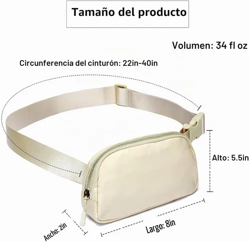 Vista 7 de Joysoda Riñonera, Bolsa de Cinturón, Correa Ajustable de 102 cm para Cintura, para Mujeres y Hombres, Beige, M