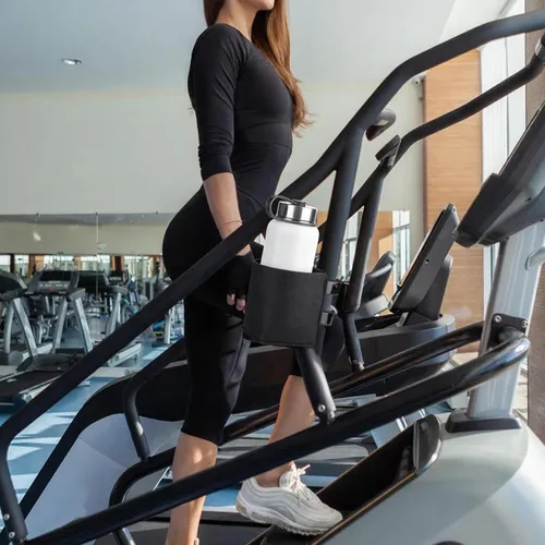Vista 5 de Xxerciz Portavasos para cinta de correr con dos correas ajustables, soporte para botella de agua para barra vertical de cinta de correr, soporte