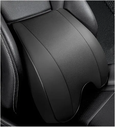 Vista 7 de Almohada lumbar de espuma viscoelástica y piel sintética – Almohada de apoyo de espalda media/baja del coche – Adecuado para asientos de coche Beige