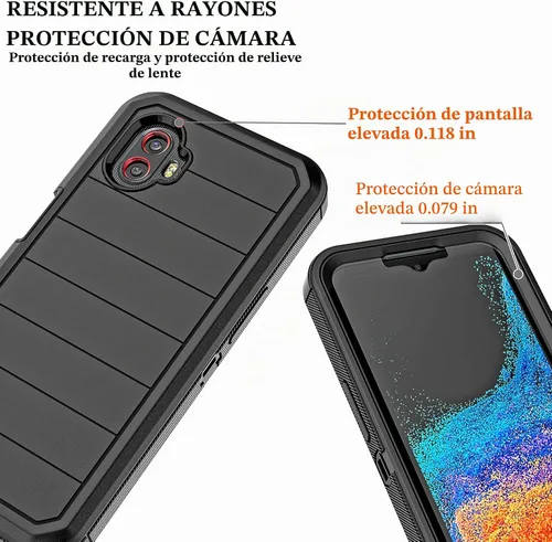 Vista 6 de Funda para Galaxy Xcover 6 Pro con protector de pantalla integrado, a prueba de caídas, funda duradera de 3 capas, a prueba de golpes, funda de goma