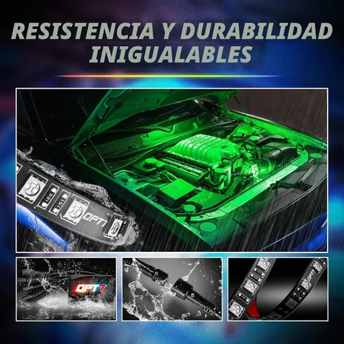 Vista 8 de OPT7 Aura Pro Luces para Compartimento del Motor con Aplicación y Control Remoto, 4 Piezas de 30 cm Tira de Luz LED Impermeable Bajo el Capó, Kit