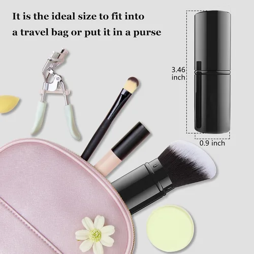 Vista 5 de Falliny Brocha de maquillaje retráctil Kabuki, base de polvo superior en ángulo, pinceles de maquillaje profesional con mango de aluminio