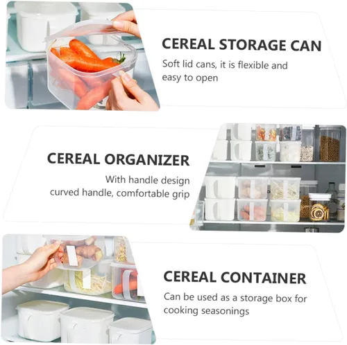 Vista 4 de 2 recipientes herméticos para almacenamiento de alimentos con tapas, contenedores de plástico transparente para cocina y refrigerador, ideal