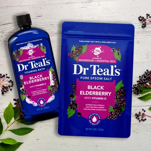 Vista 7 de Dr Teal's Remojo de sal con sal pura de Epsom, saúco, 3 libras