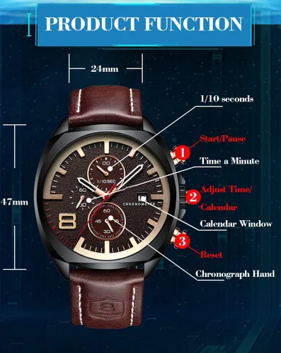 Vista 7 de FANMIS Reloj de cuarzo analógico con cronógrafo de acero inoxidable para hombre