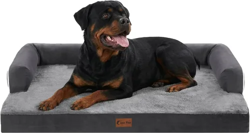 Vista 46 de Cama ortopédica para perros extragrandes, cama de espuma XL con forma de caja de huevos impermeable con lados 45x35 pulgadas, cama de sofá
