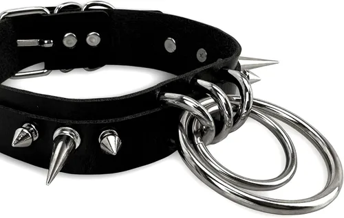 Vista 2 de JOYMIN Gargantilla de moda de piel sintética para Halloween, collares para mujeres y niñas, gargantilla gótica, collar punk ajustable