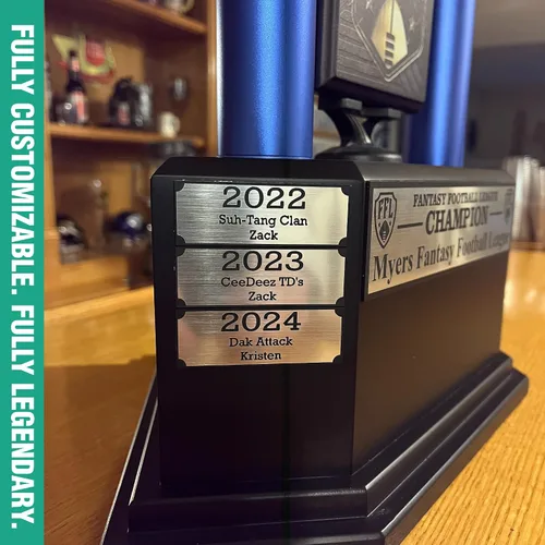Vista 3 de TrophySmack Perpetual Fantasy Football Trophy - Ganador del premio del trofeo de campeonato personalizable Grabado gratuito hasta 19 años