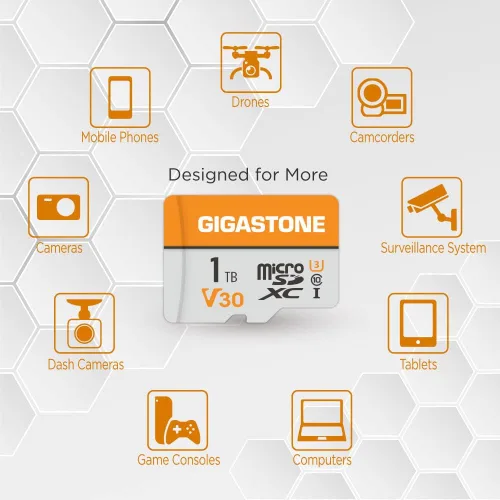 Vista 4 de GIGASTONE Tarjeta Micro SD de 1 TB, 2 unidades, grabación de video A1 V30 4K, GoPro, vigilancia, cámara de seguridad, cámara de acción, drone