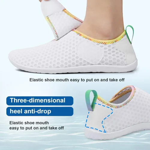 Vista 4 de Fires Zapatos de agua para mujeres y hombres, de secado rápido, calcetines de agua descalzos, transpirables, para senderismo, natación, playa, surf