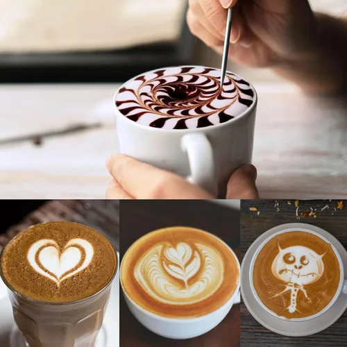 Vista 6 de Jarra de espuma de leche, taza espumadora de leche de acero inoxidable de 12 onzas, jarra de vapor para barra de café, capuchino, accesorios para A0