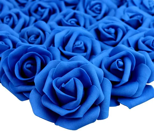 Vista 22 de 100 PCS Rosas de Espuma Azul Bebé Flores Artificiales Flores de Espuma Azul a Granel Sin Tallo Rosas Falsas para Bricolaje Centros de Mesa de Boda