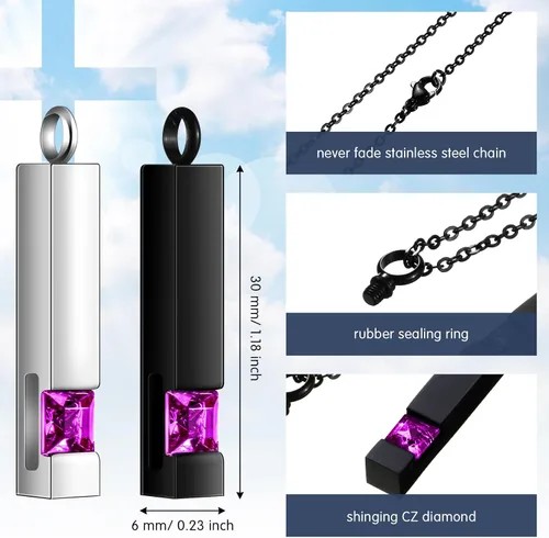 Vista 3 de Collar de urna para cenizas, cremación, cruz, corazón, joyería cúbica, acero inoxidable, medallón conmemorativo para hombres y mujeres, 12 piezas