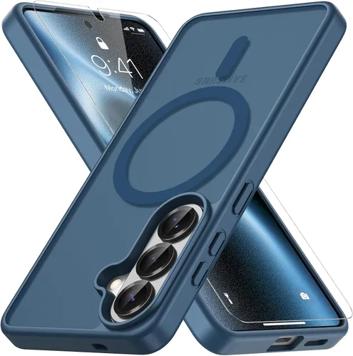 Vista 96 de Vansdon Funda para Samsung Galaxy S24 Plus, S25 Plus, S26 Plus, azul marino