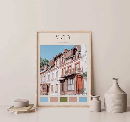 Vista 4 de Impresión Vichy, arte de pared de Vichy, póster de Vichy, foto de Vichy, impresión de póster de Vichy, decoración de pared de Vichy, póster de viaje