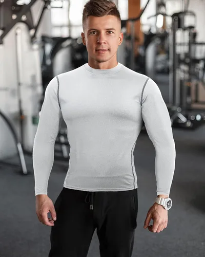Vista 3 de Hicarer Paquete de 6 camisas de compresión atlética para hombre, camisetas de manga larga para entrenamiento, correr, camisetas deportivas