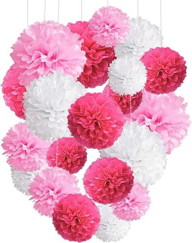Vista 12 de Capesaro Pompones de Papel Dorado y Negro - 10", 12" Decoraciones de Papel Tisú para Decoración Colgante de Fiestas - Juego de 12 Piezas